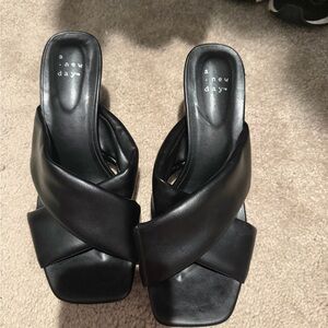 A New Day Black Crisscross Mules